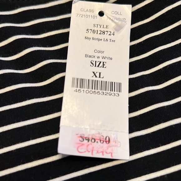 White House Black Market .  Black and White striped top.  New with tag - Picture 3 of 3
